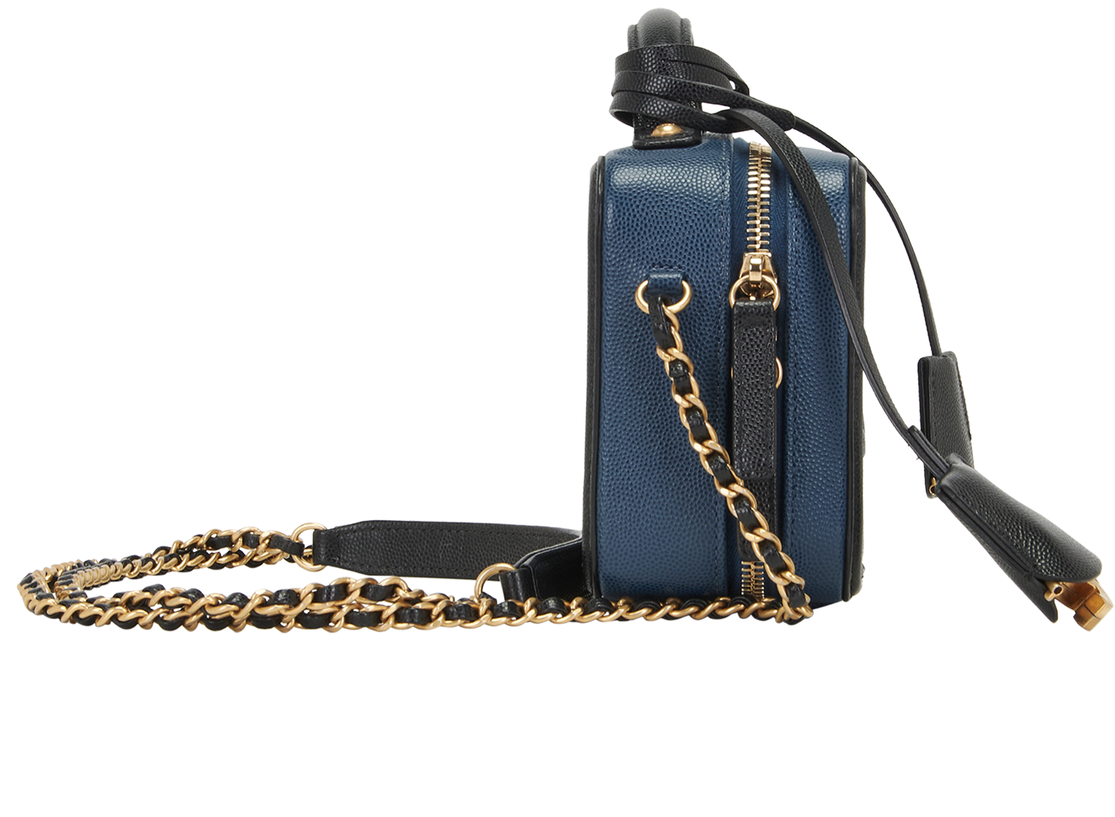 Small Filigree, &pound;2,600, Handbags, Black/Navy, Caviar Leather, Side view